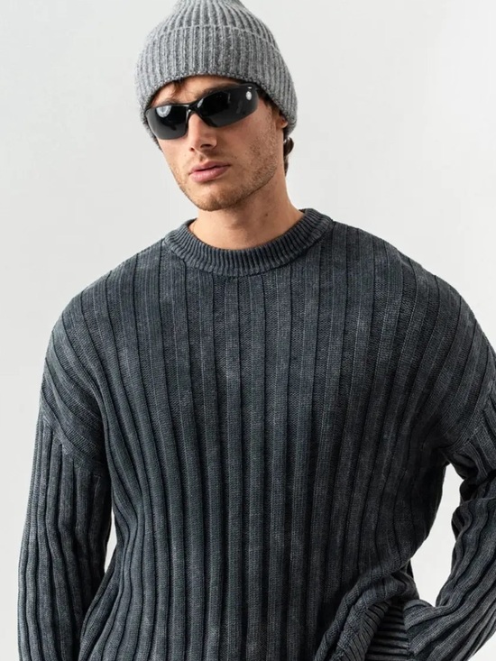 croft & barrow Other - croft & barrow Men's Ribbed Crewneck Sweater - Charcoal